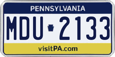 PA license plate MDU2133