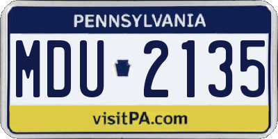 PA license plate MDU2135