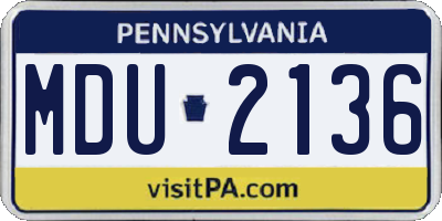 PA license plate MDU2136