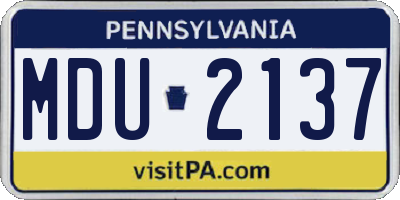 PA license plate MDU2137