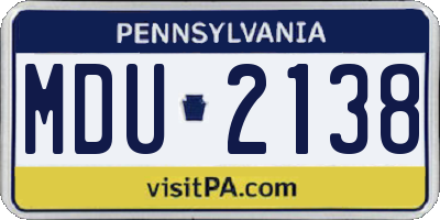 PA license plate MDU2138