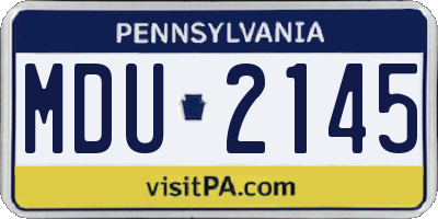 PA license plate MDU2145