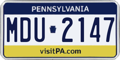PA license plate MDU2147