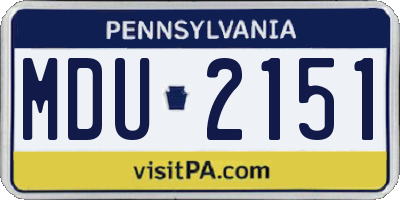 PA license plate MDU2151