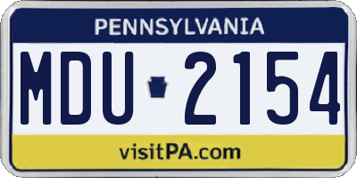 PA license plate MDU2154