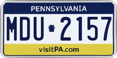 PA license plate MDU2157