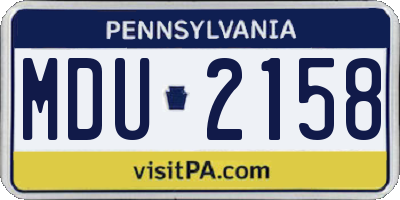 PA license plate MDU2158