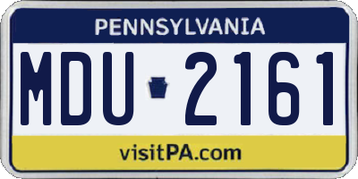 PA license plate MDU2161