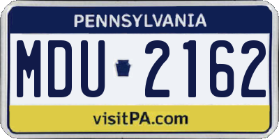 PA license plate MDU2162