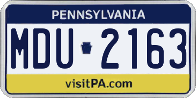 PA license plate MDU2163