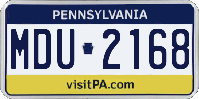 PA license plate MDU2168