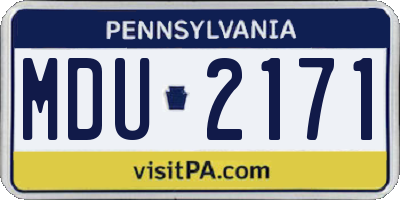 PA license plate MDU2171