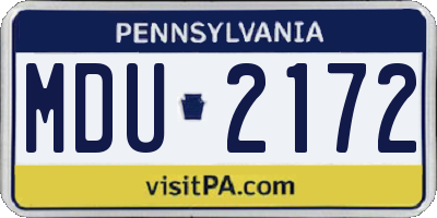 PA license plate MDU2172