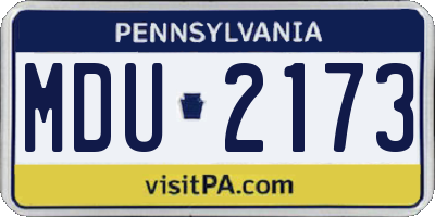 PA license plate MDU2173