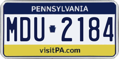 PA license plate MDU2184