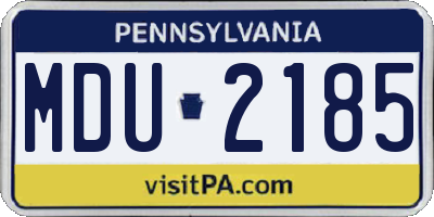 PA license plate MDU2185