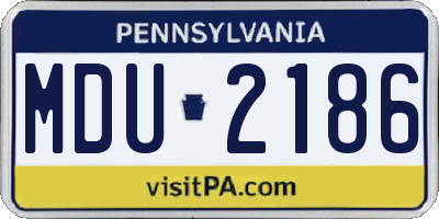 PA license plate MDU2186