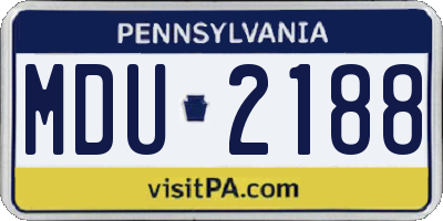 PA license plate MDU2188