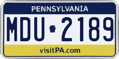PA license plate MDU2189