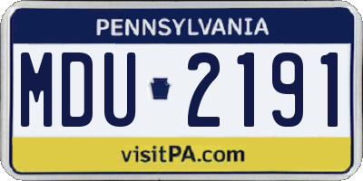 PA license plate MDU2191