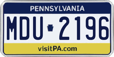 PA license plate MDU2196
