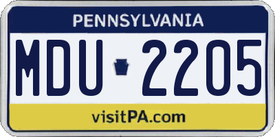 PA license plate MDU2205