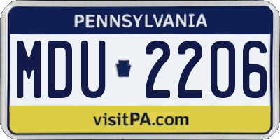 PA license plate MDU2206