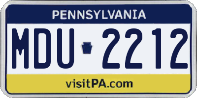 PA license plate MDU2212