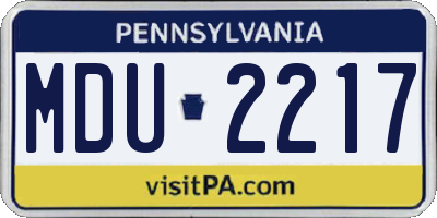 PA license plate MDU2217