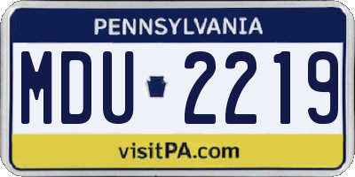 PA license plate MDU2219