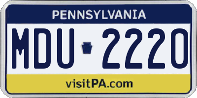 PA license plate MDU2220