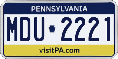 PA license plate MDU2221