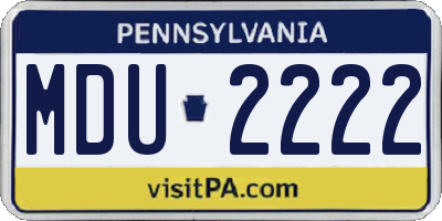 PA license plate MDU2222