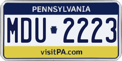 PA license plate MDU2223