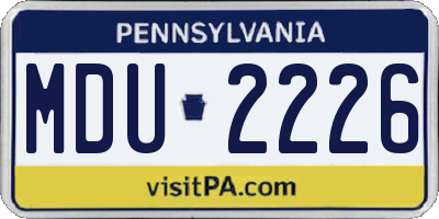 PA license plate MDU2226