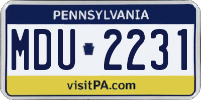 PA license plate MDU2231