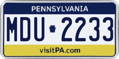 PA license plate MDU2233