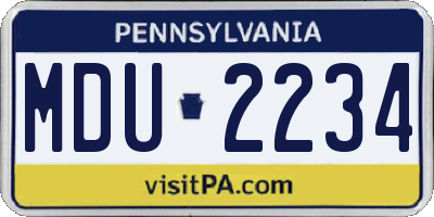 PA license plate MDU2234