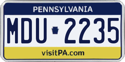 PA license plate MDU2235
