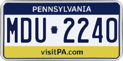 PA license plate MDU2240