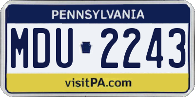 PA license plate MDU2243