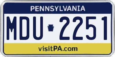 PA license plate MDU2251