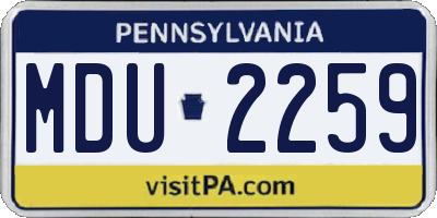 PA license plate MDU2259