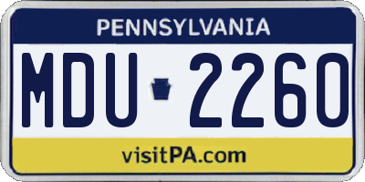PA license plate MDU2260