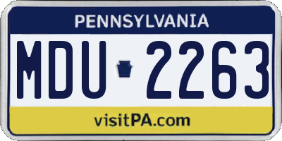 PA license plate MDU2263
