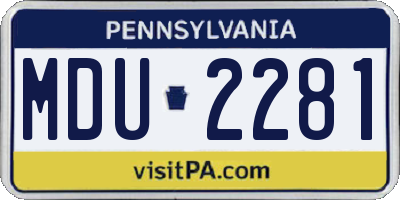 PA license plate MDU2281