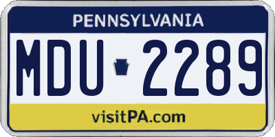PA license plate MDU2289