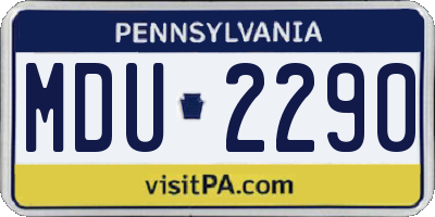 PA license plate MDU2290