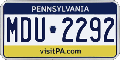 PA license plate MDU2292