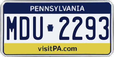 PA license plate MDU2293